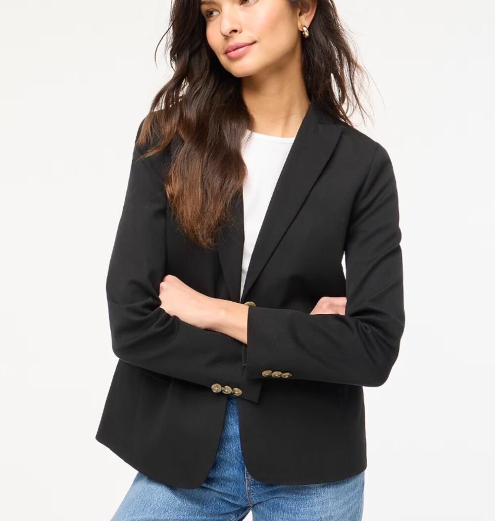 J CREW Black Cotton-blend Two-button Blazer Size 6 Jacket
